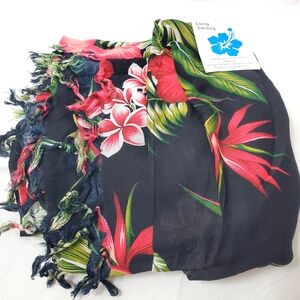Floral Black Sarong Wrap